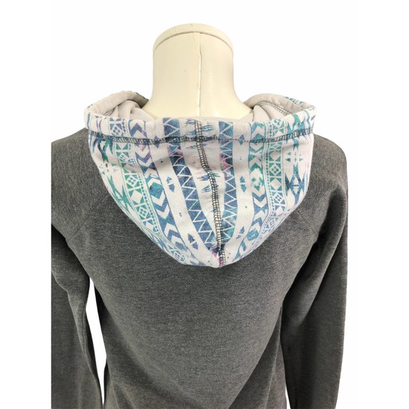 Empyre Gray Aztec Print Hooded Sweatshirt Hoodie - Picture 4 of 5